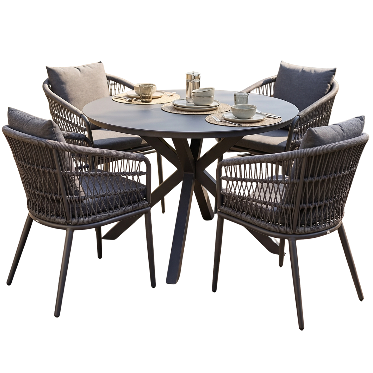 Sitzgruppe | Tisch Livingston rund & Sessel Genua