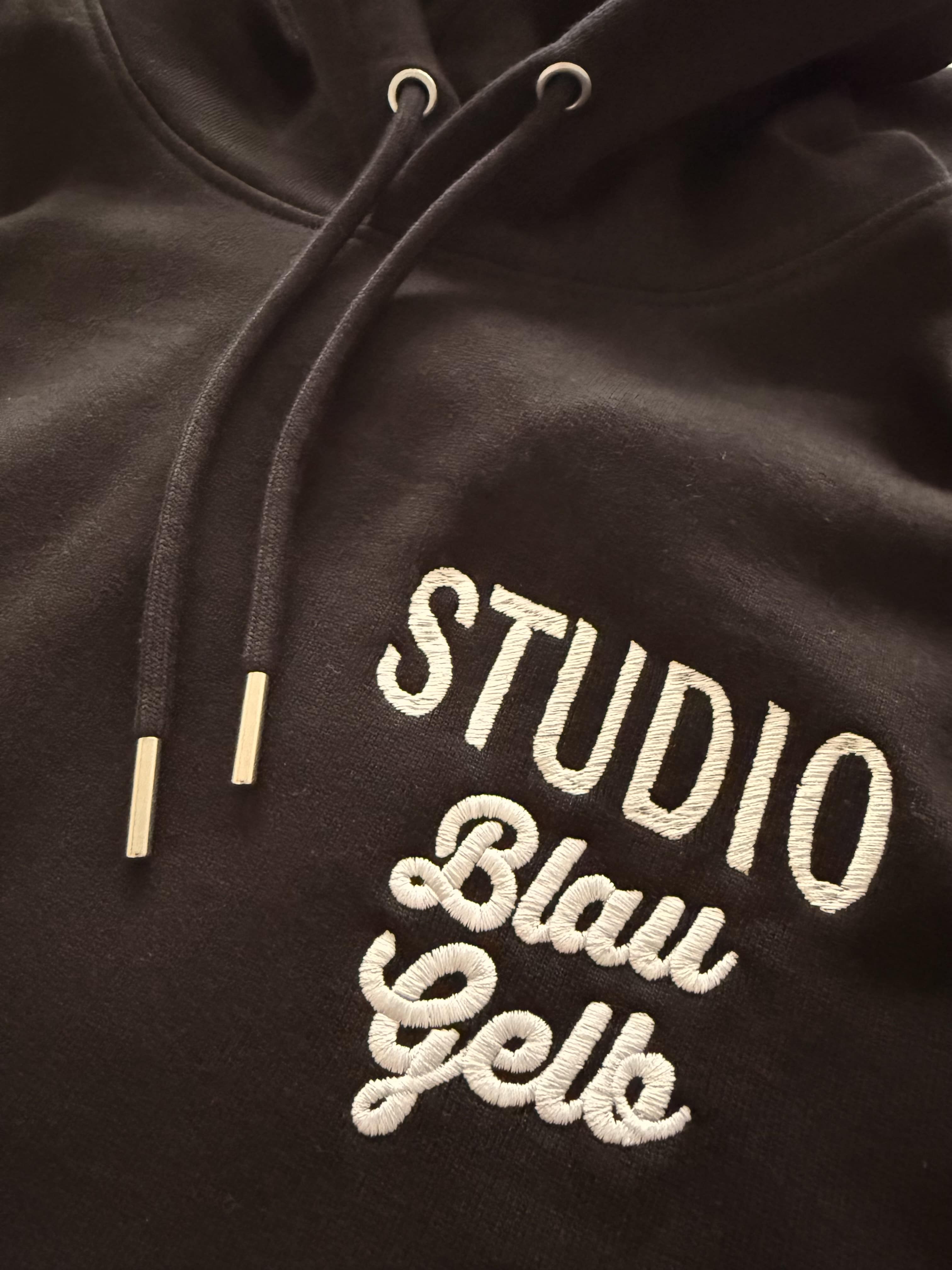 Premium unisex Hoodie „Studio Blau Gelb“ inkl. Magazin „Der Tempel“ 100 Jahre Eintracht-Stadion