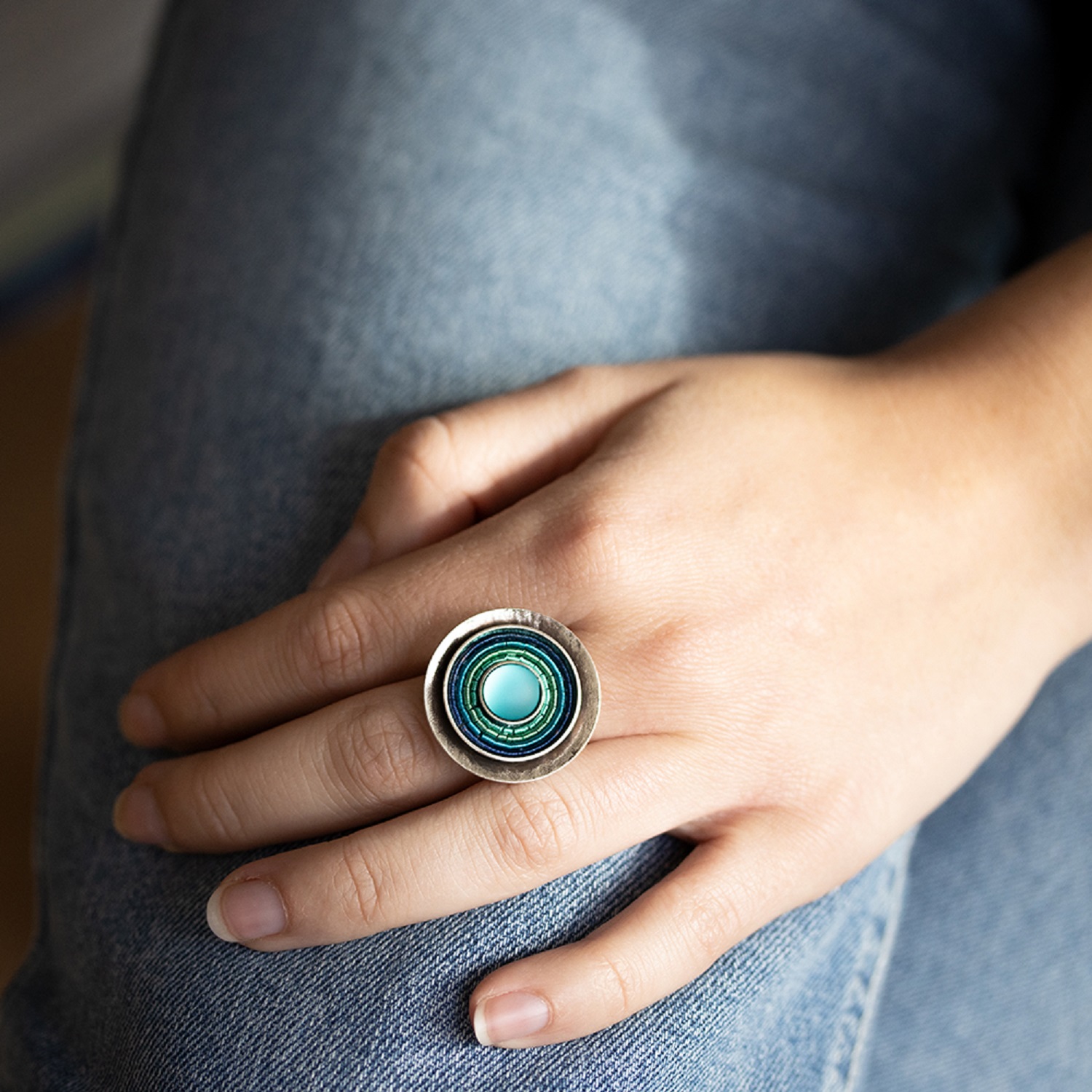 Ring "India Antik" - blau