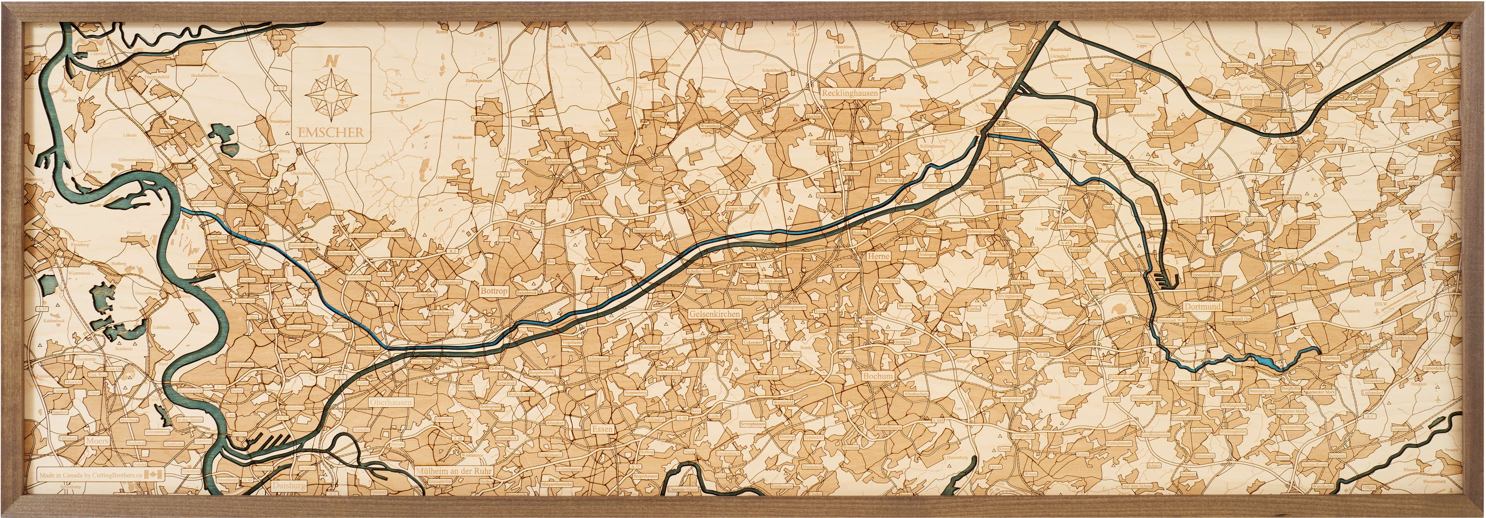 3D Holzwandkarte Emscher 