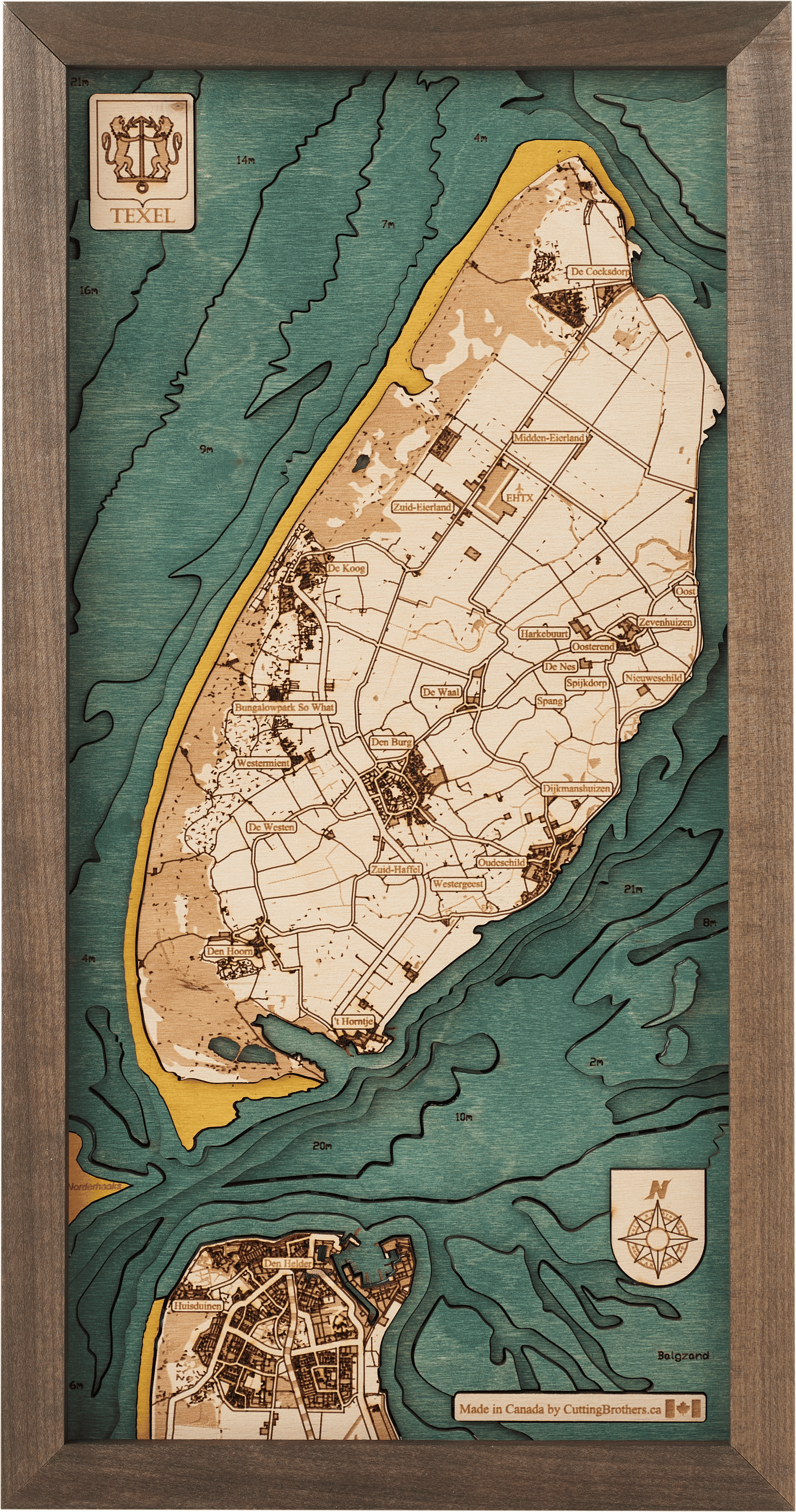 3D Holzwandkarte Texel