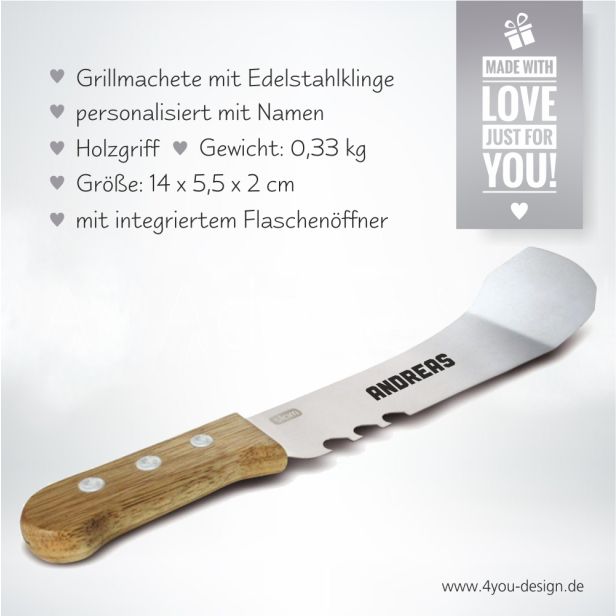 Grillmachete aus Edelstahl Classic - Personalisiert