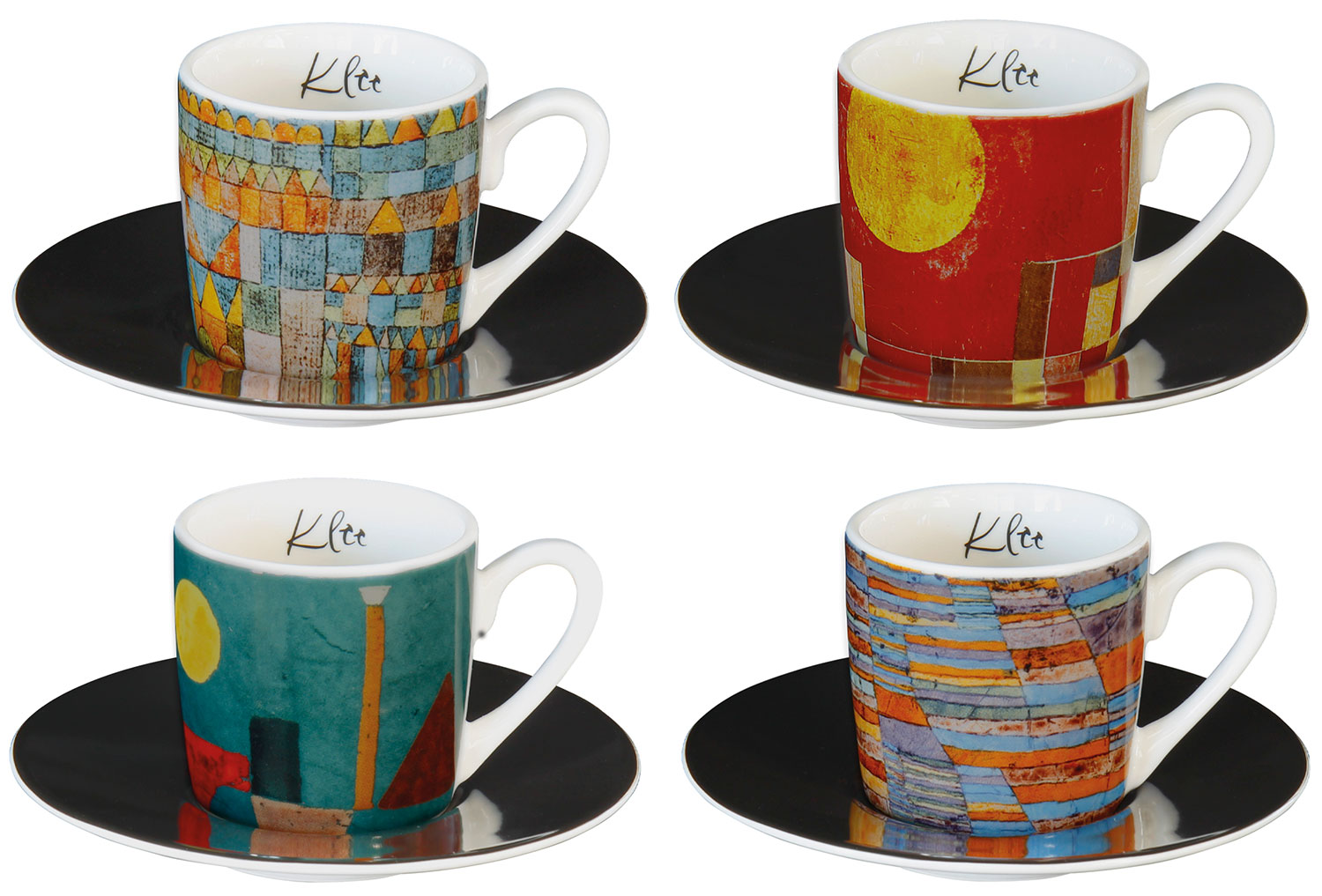 Espressotassen mit Künstlermotiven im 4er-Set - Paul Klee