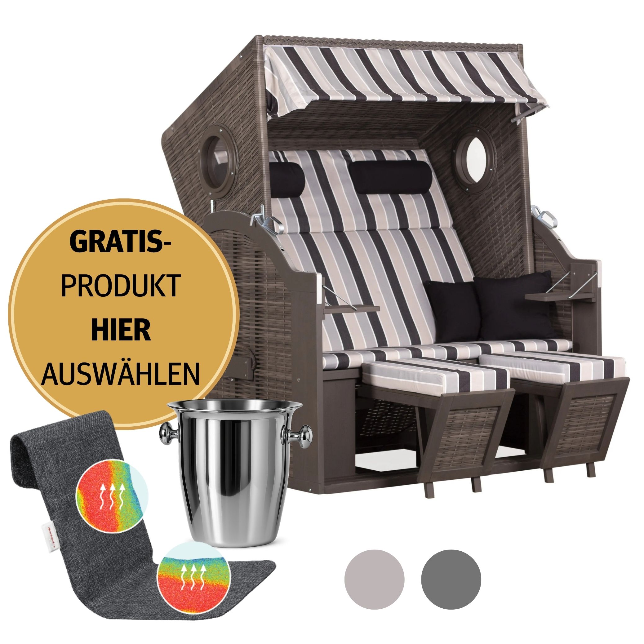 Strandkorb 2-Sitzer | Pinienholz – PURE® Wave XL