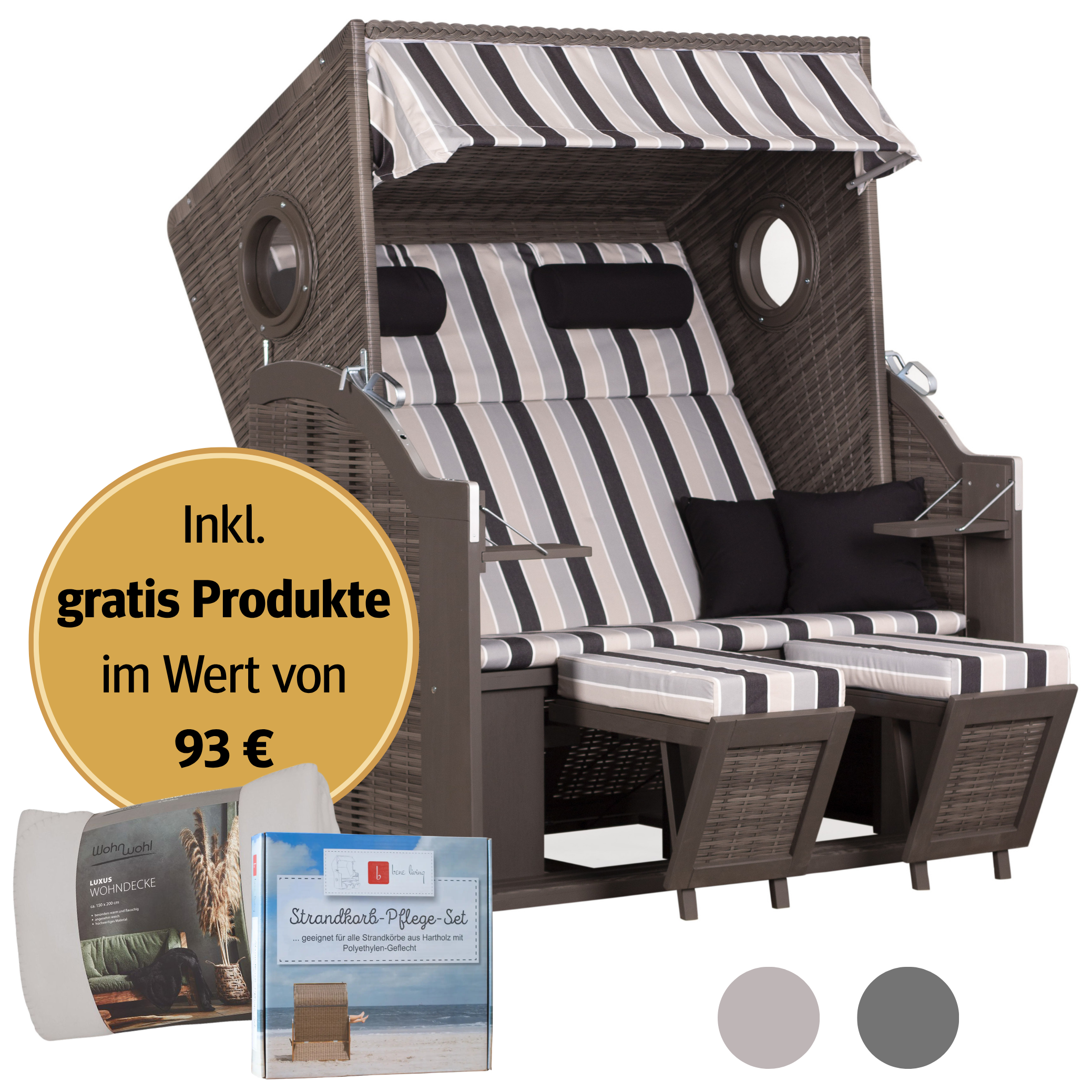 Strandkorb 2-Sitzer | Pinienholz – PURE® Wave XL