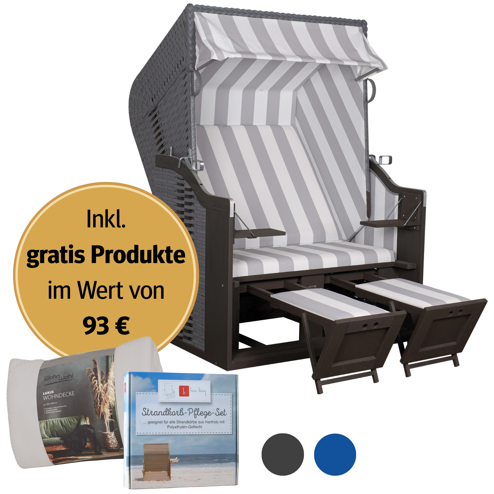Strandkorb 2-Sitzer | Mahagoni  – Ostsee Profi