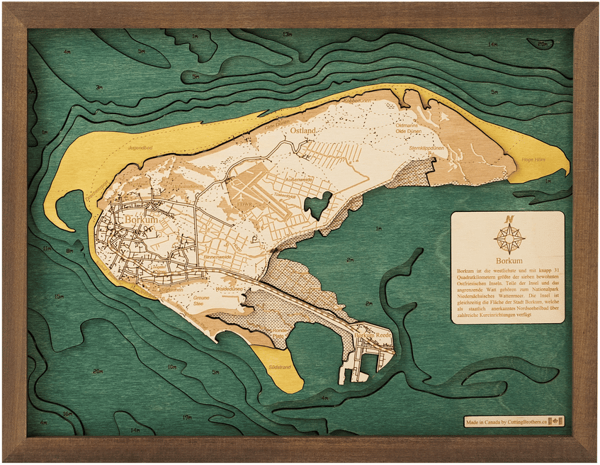 3D Holzwandkarte Borkum