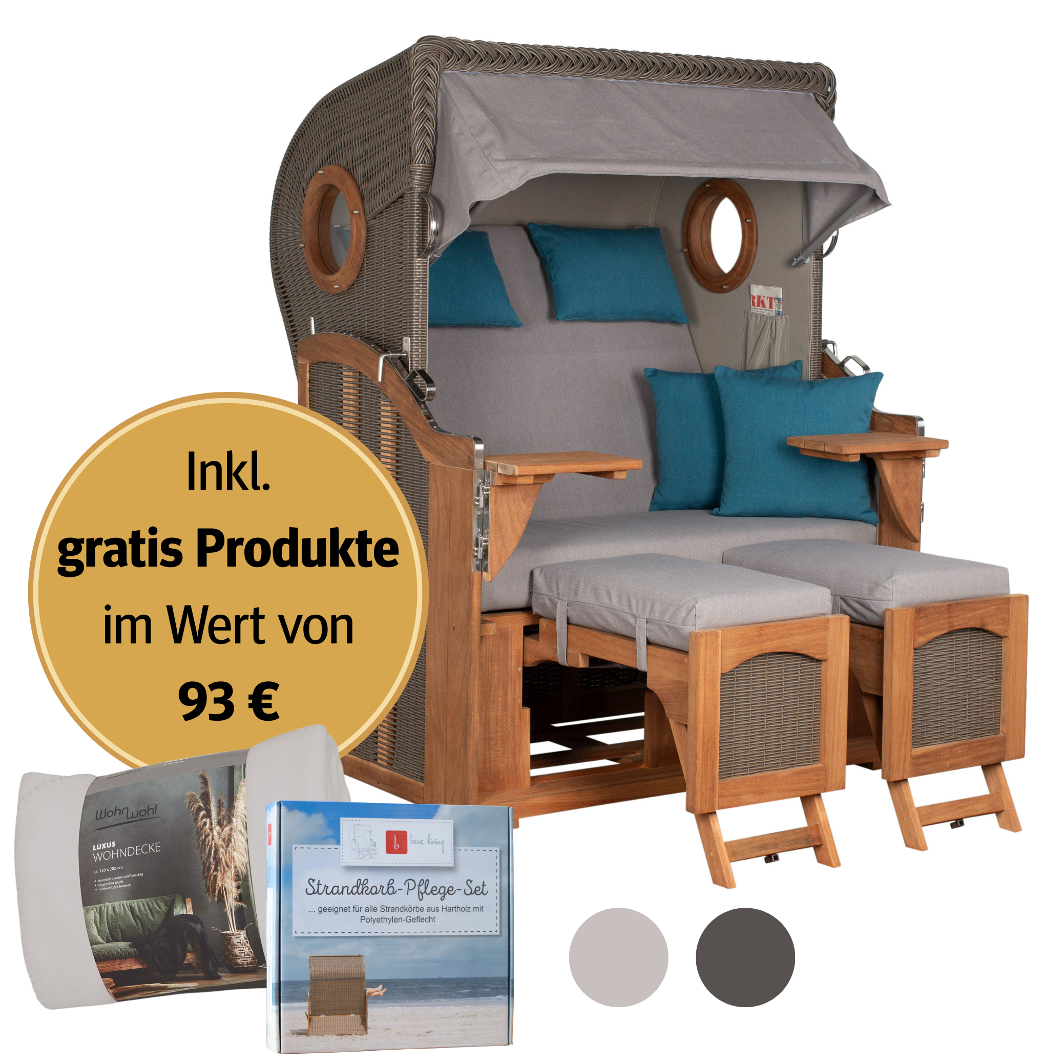 Strandkorb 2-Sitzer | aus Akazienholz – Mellum