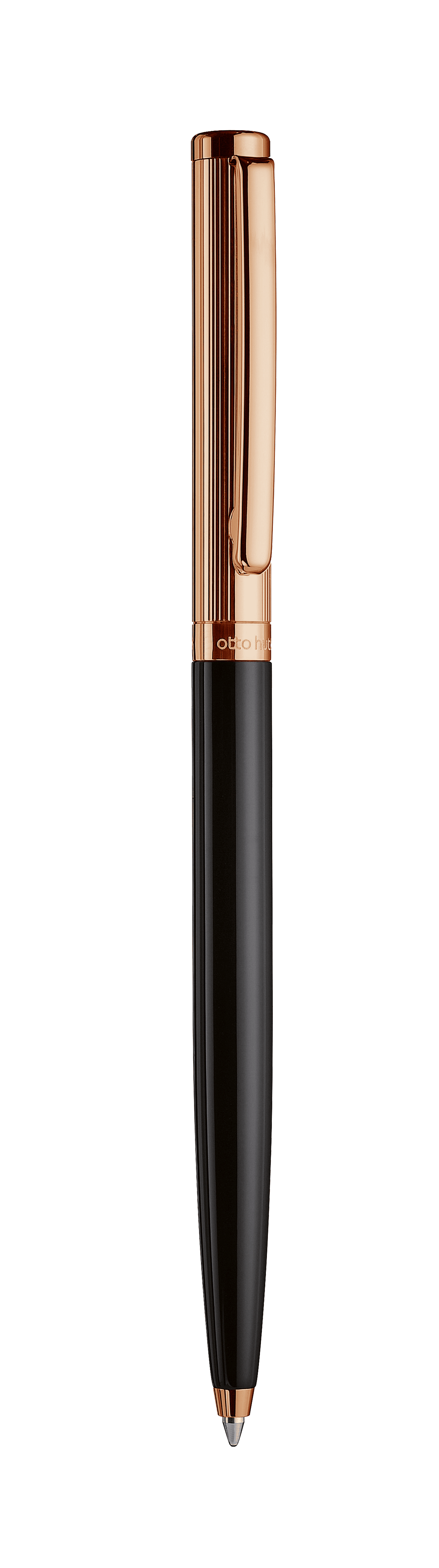 Kugelschreiber schwarz lackiert/rosè vergoldet - Design 01